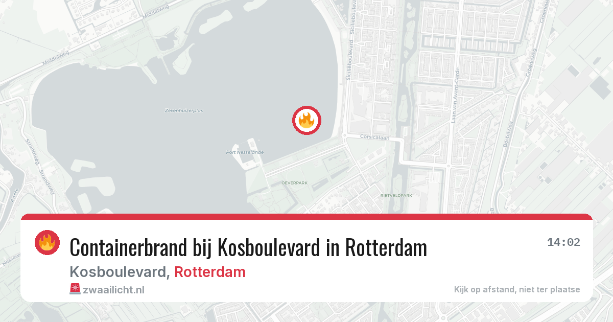 Containerbrand bij Kosboulevard in Rotterdam — 4 aug 2026