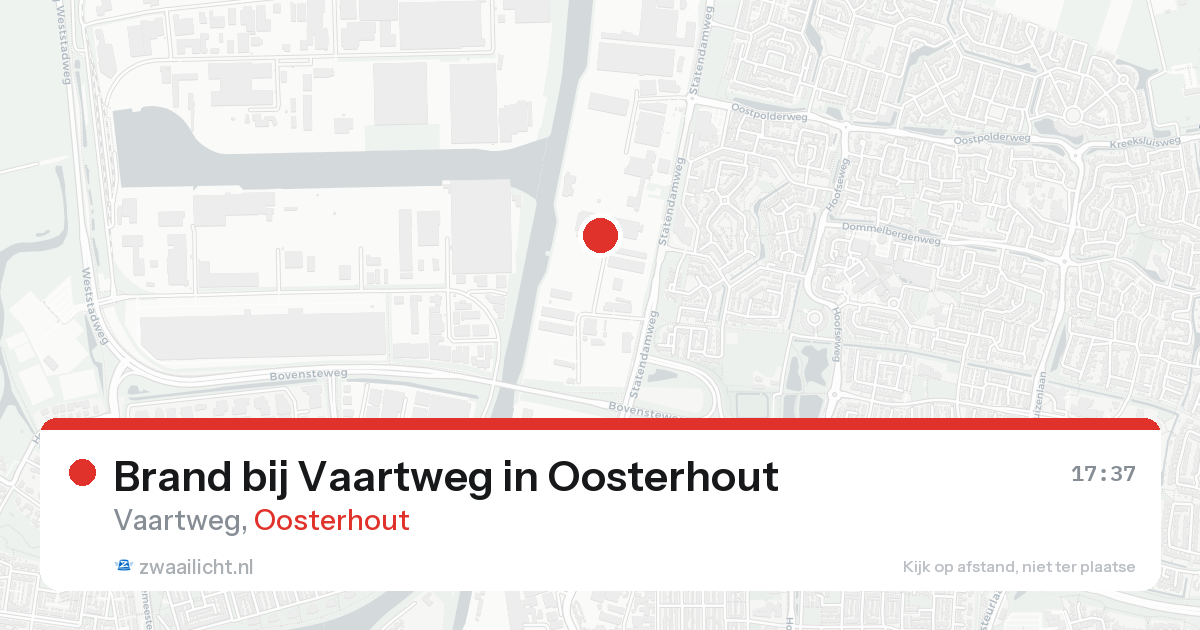 Brand bij Vaartweg in Oosterhout — 24 aug 2026