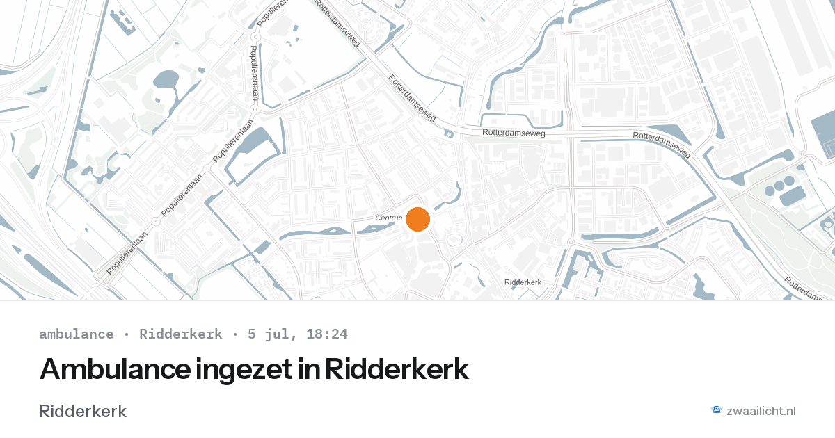 Ambulance ingezet in Ridderkerk — 5 jul 2026 | 🚨 Zwaailicht.nl