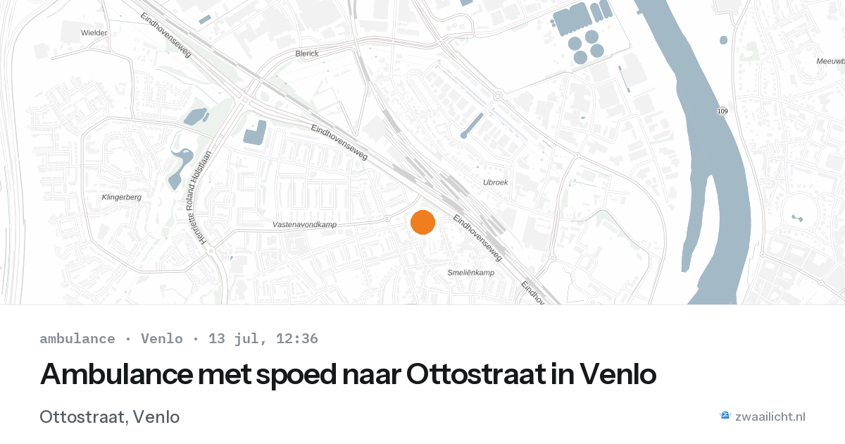 Ambulance met spoed naar Ottostraat in Venlo — 13 jul 2026
