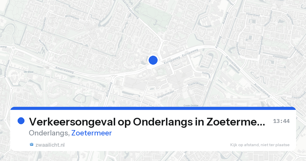 Verkeersongeval op Onderlangs in Zoetermeer — 20 aug 2026