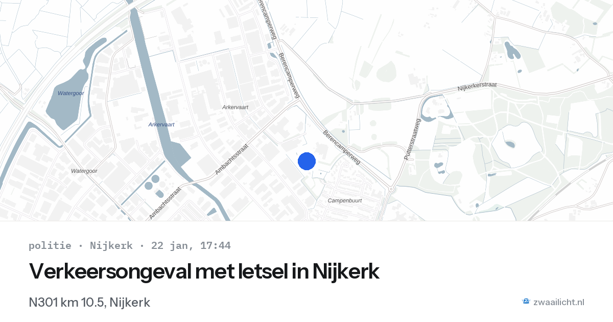 Verkeersongeval met letsel in Nijkerk — 22 jan 2026