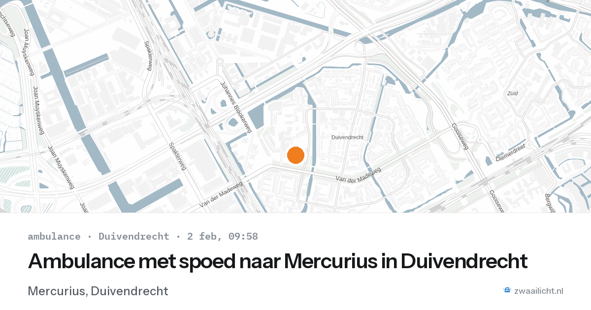 Ambulance met spoed naar Mercurius in Duivendrecht — 2 feb 2026