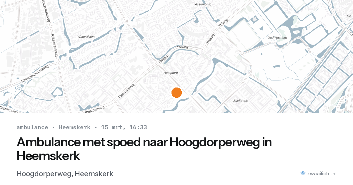 Ambulance met spoed naar Hoogdorperweg in Heemskerk — 15 mrt 2026