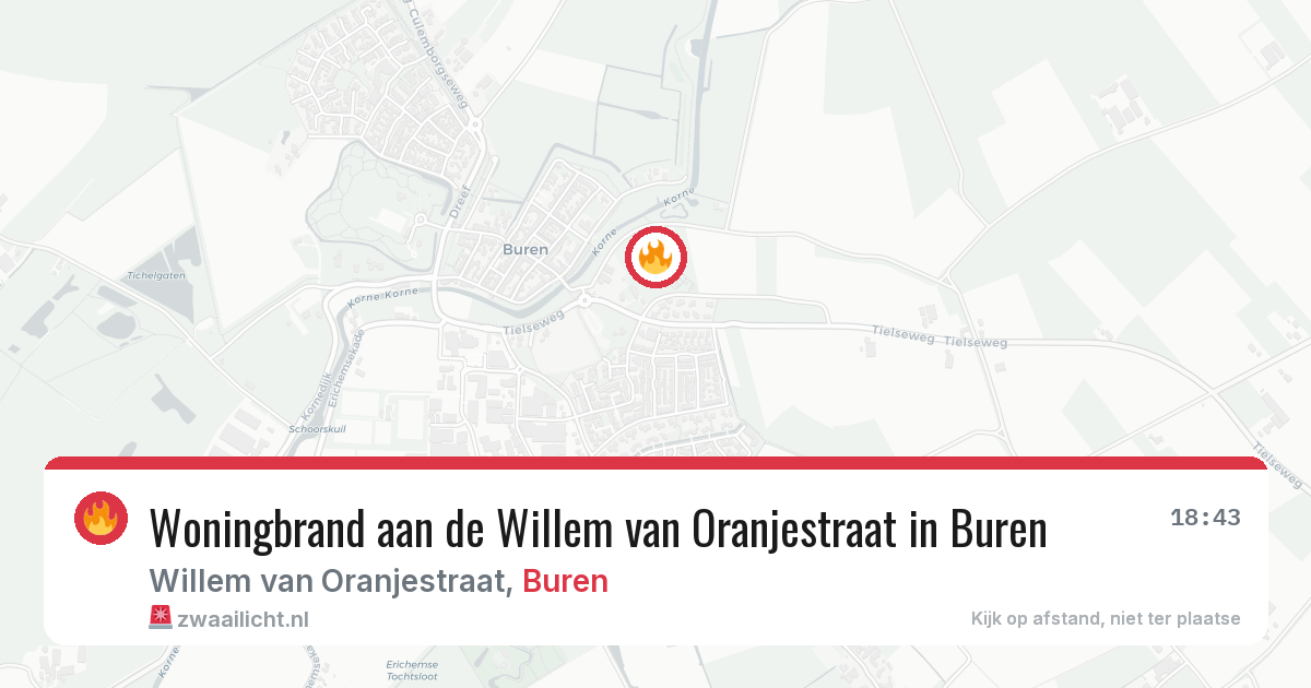 Woningbrand aan de Willem van Oranjestraat in Buren — 31 mrt 2026