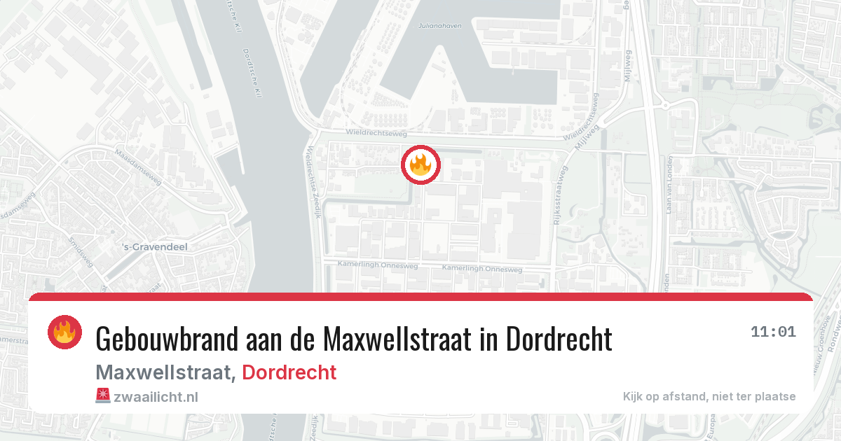 Gebouwbrand aan de Maxwellstraat in Dordrecht — 19 feb 2026
