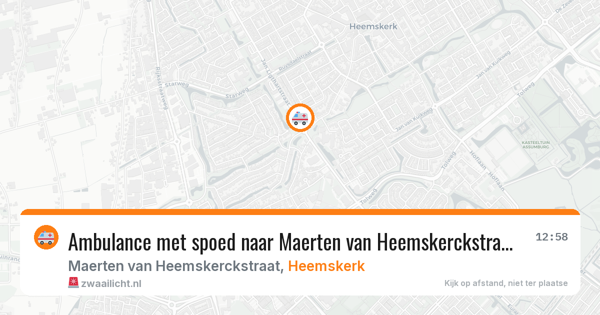 Ambulance met spoed naar Maerten van Heemskerckstraat in Heemskerk — 13 aug 2026