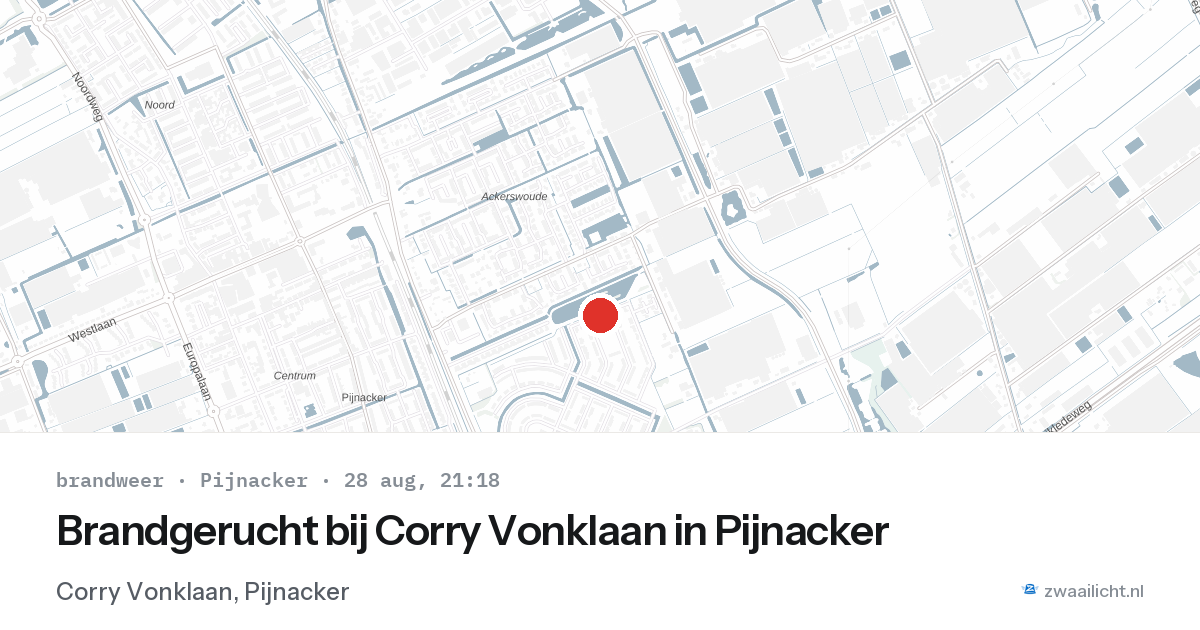 Brandgerucht bij Corry Vonklaan in Pijnacker — 28 aug 2026