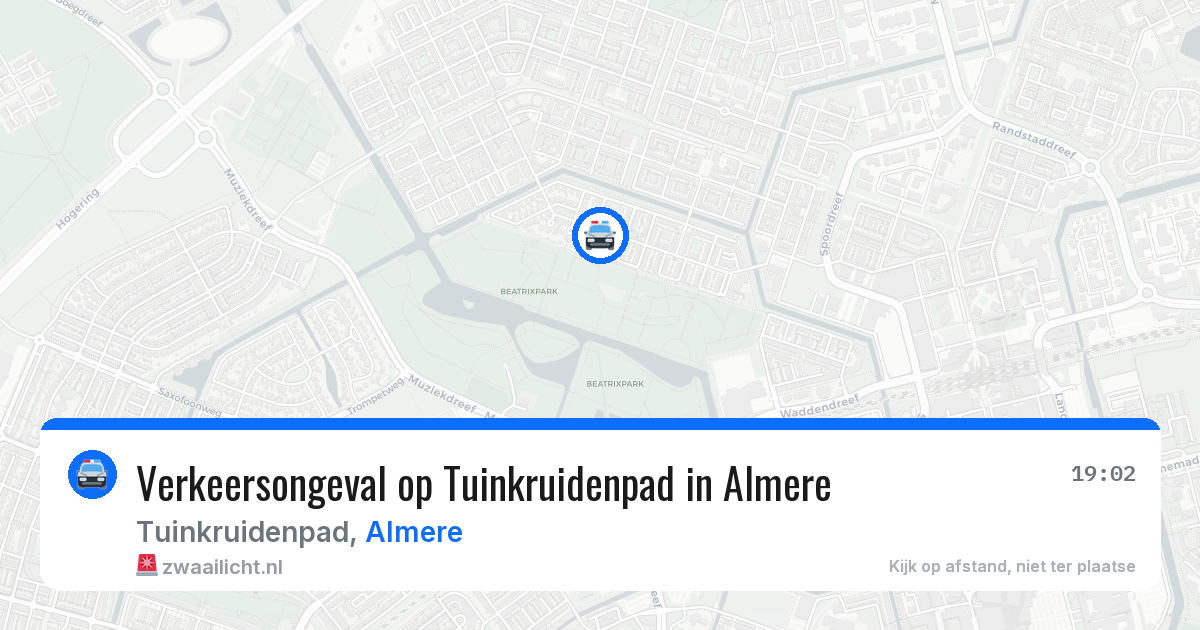 Verkeersongeval op Tuinkruidenpad in Almere — 14 jul 2026