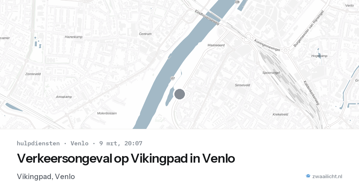 Verkeersongeval op Vikingpad in Venlo — 9 mrt 2026