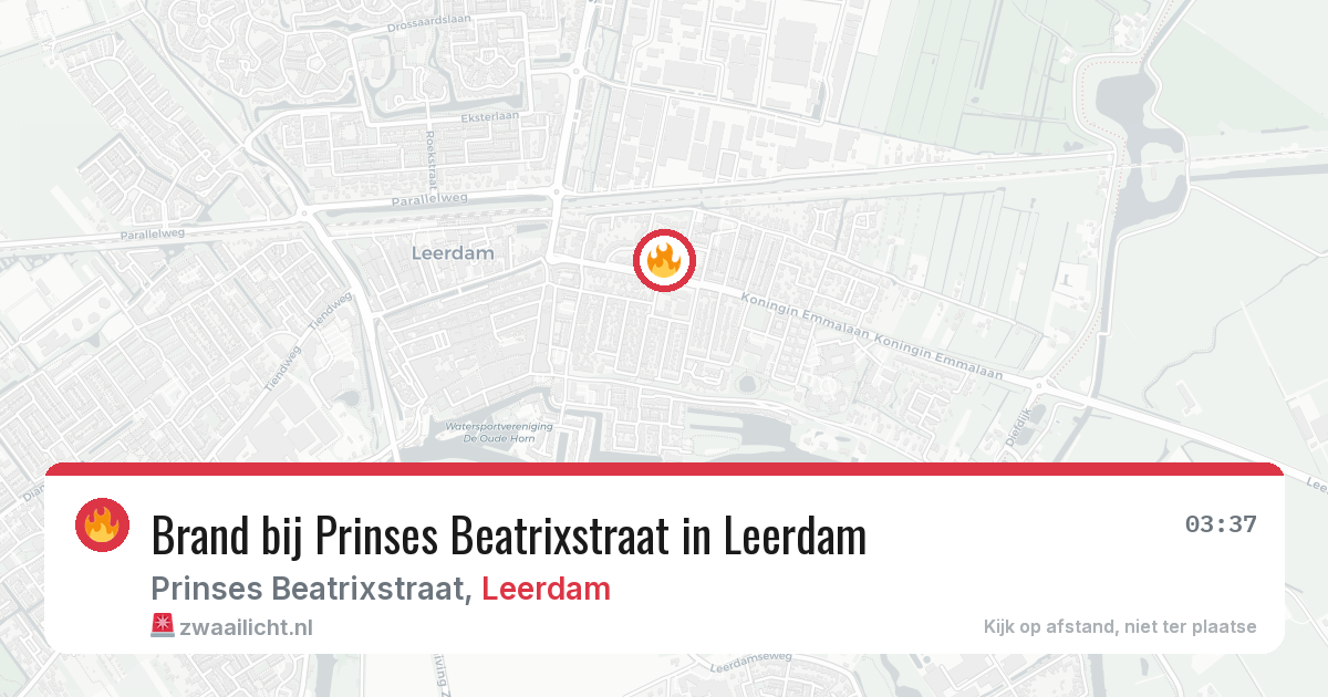Brand bij Prinses Beatrixstraat in Leerdam — 24 mrt 2026