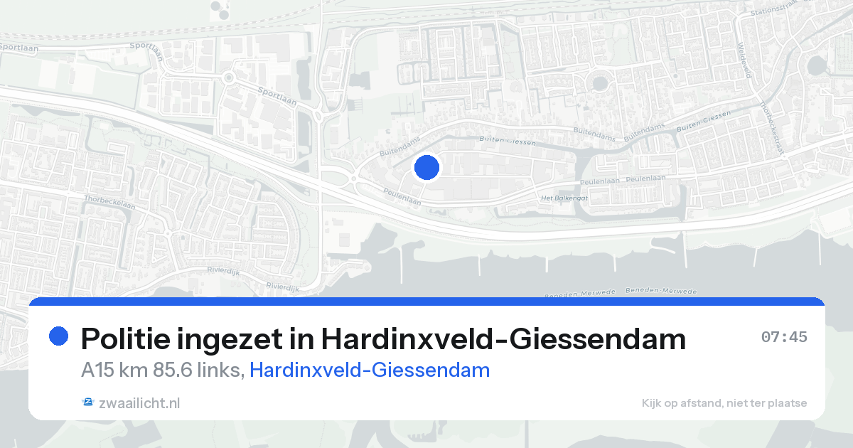 Politie ingezet in Hardinxveld-Giessendam — 22 aug 2026 | 🚨 Zwaailicht.nl