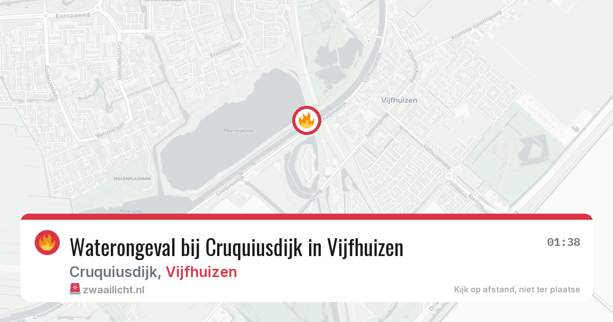 Waterongeval bij Cruquiusdijk in Vijfhuizen — 21 feb 2026