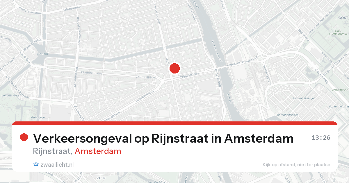 Verkeersongeval op Rijnstraat in Amsterdam — 25 aug 2026