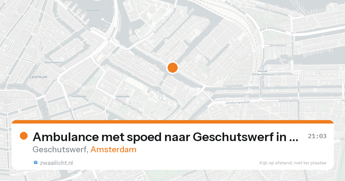 Ambulance met spoed naar Geschutswerf in Amsterdam — 21 aug 2026