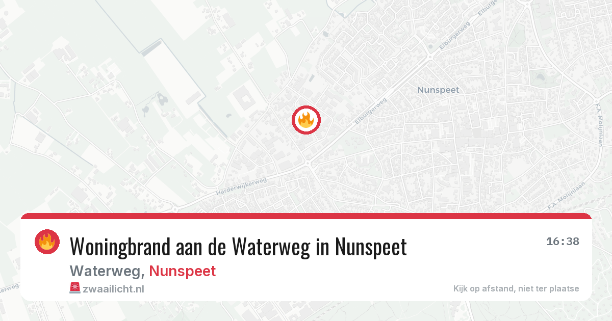 Woningbrand aan de Waterweg in Nunspeet — 23 mrt 2026