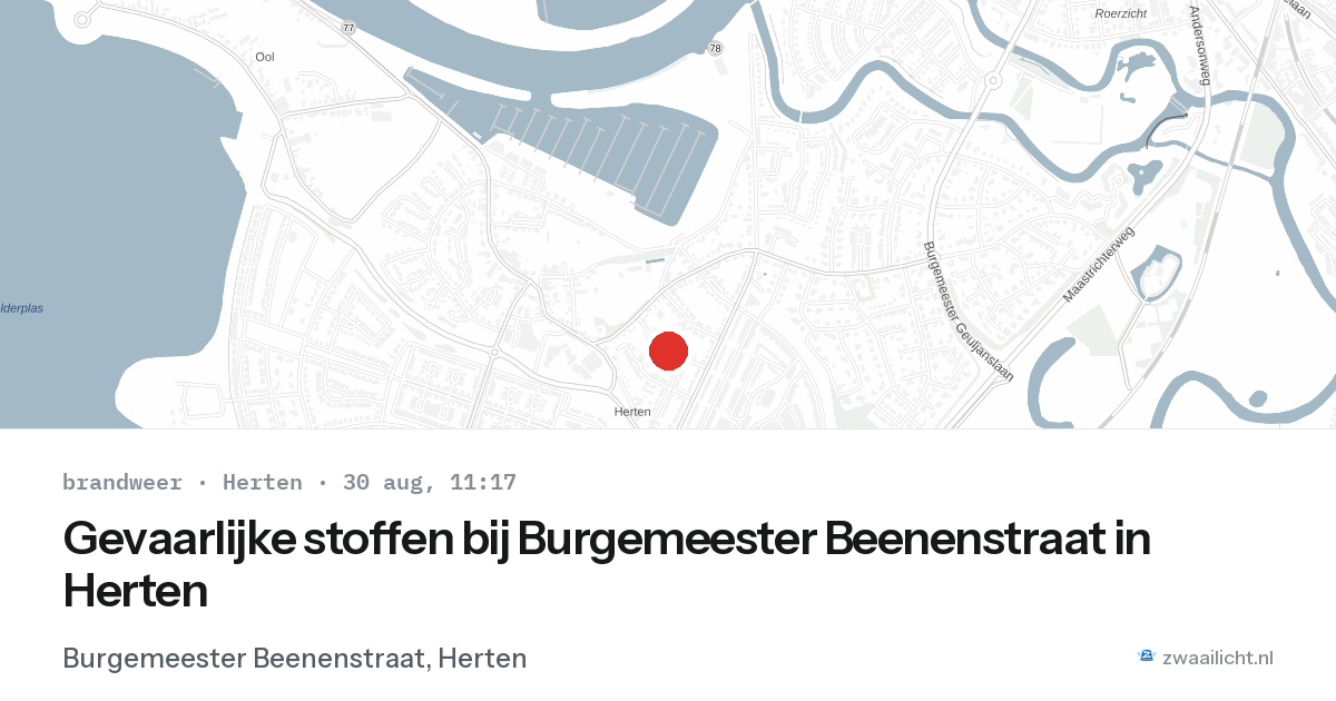 Gevaarlijke stoffen bij Burgemeester Beenenstraat in Herten — 30 aug 2026
