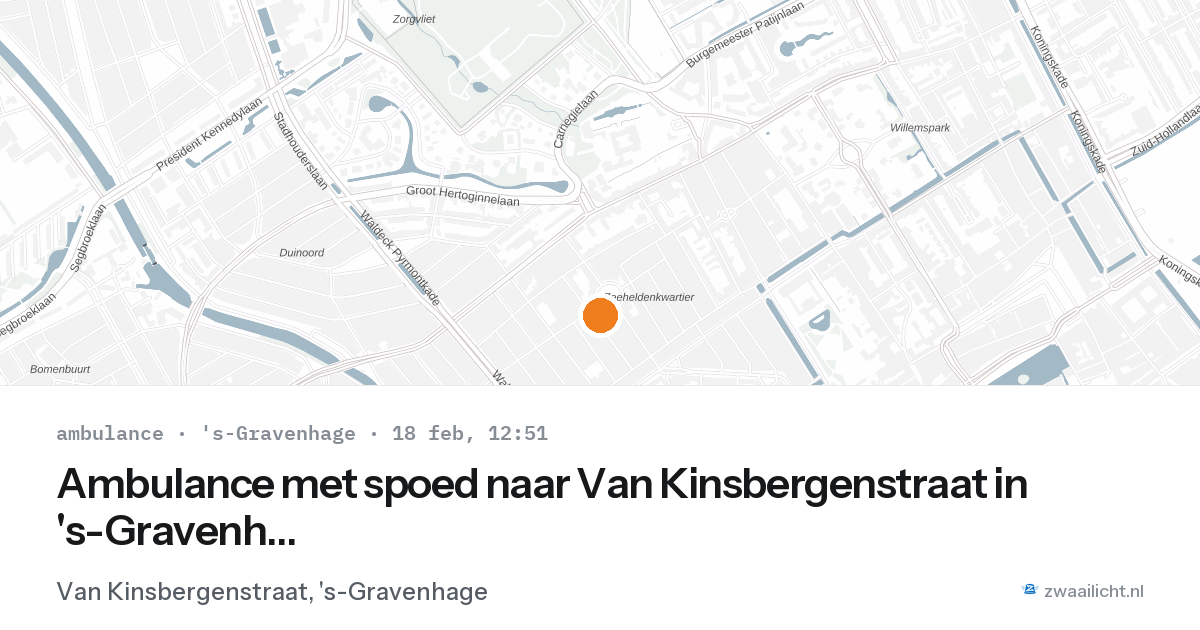 Ambulance met spoed naar Van Kinsbergenstraat in 's-Gravenhage — 18 feb 2026