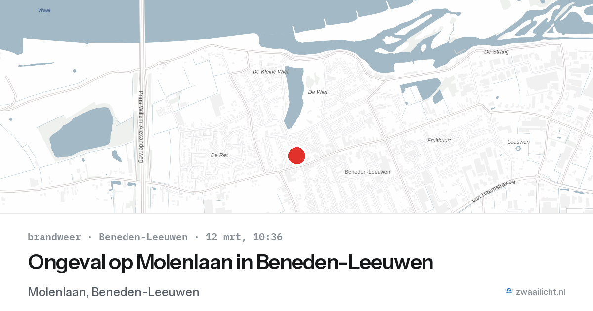 Ongeval op Molenlaan in Beneden-Leeuwen — 12 mrt 2026