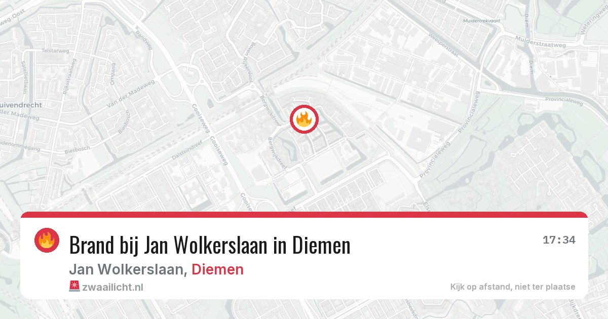 Brand bij Jan Wolkerslaan in Diemen — 29 jul 2026