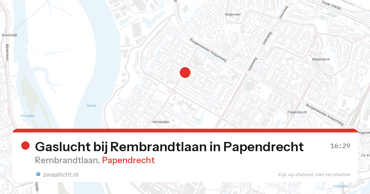 Gaslucht bij Rembrandtlaan in Papendrecht — 28 aug 2026