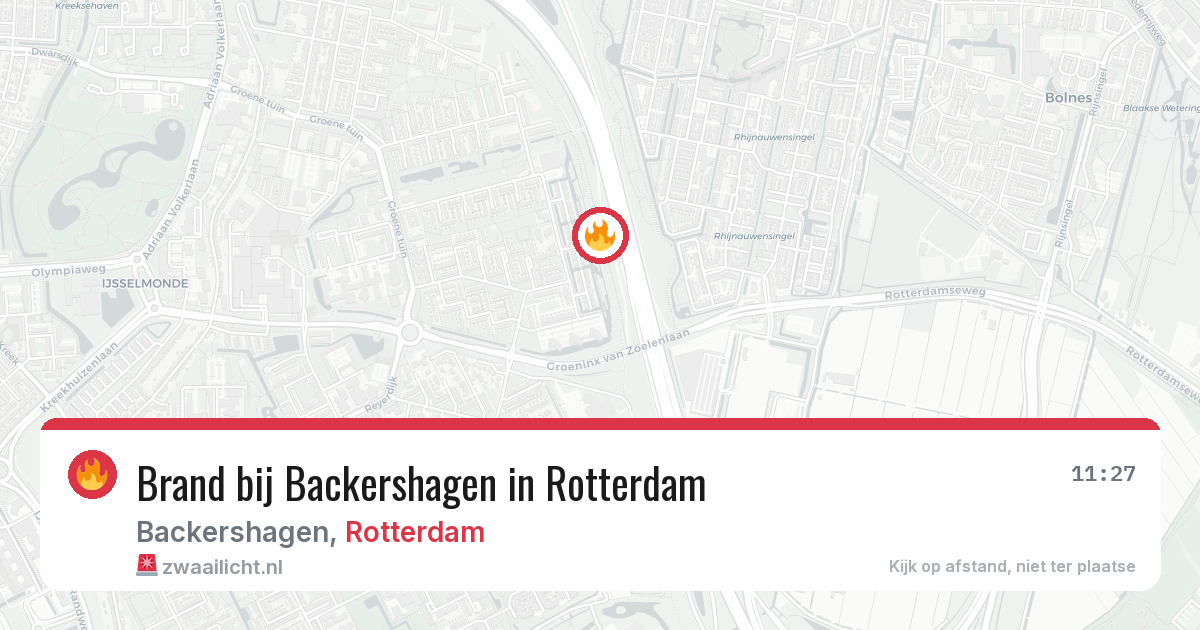 Brand bij Backershagen in Rotterdam — 6 apr 2026