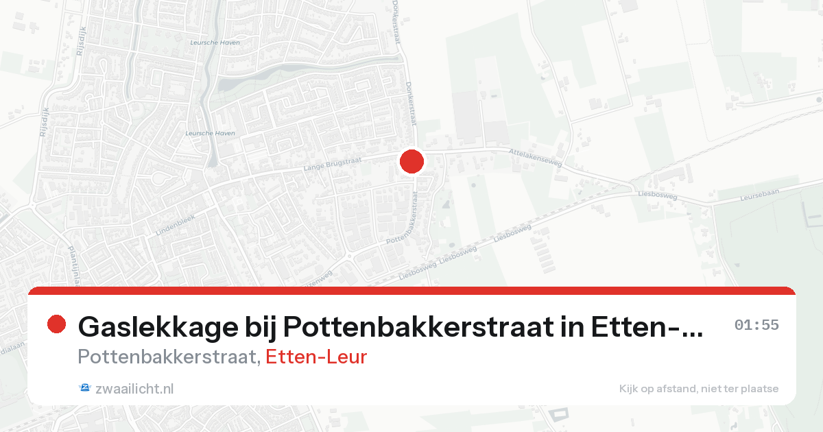 Gaslekkage bij Pottenbakkerstraat in Etten-Leur — 19 aug 2026