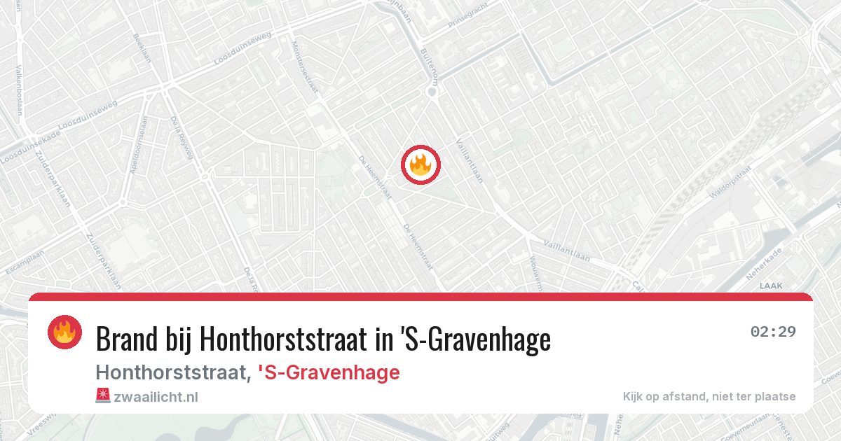 Brand bij Honthorststraat in 'S-Gravenhage — 4 aug 2026