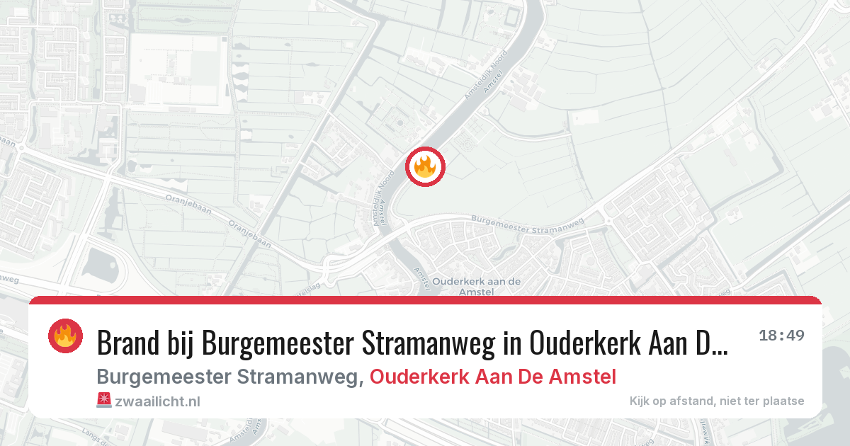 Brand bij Burgemeester Stramanweg in Ouderkerk Aan De Amstel — 29 jul 2026