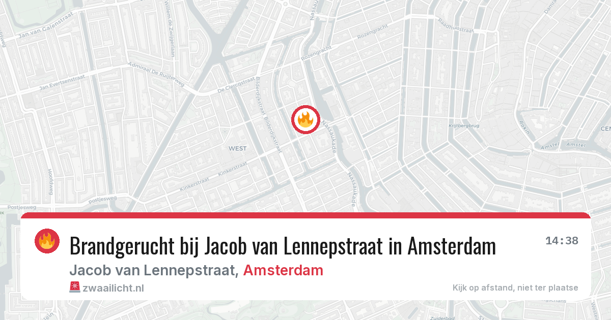 Brandgerucht bij Jacob van Lennepstraat in Amsterdam — 13 jun 2026