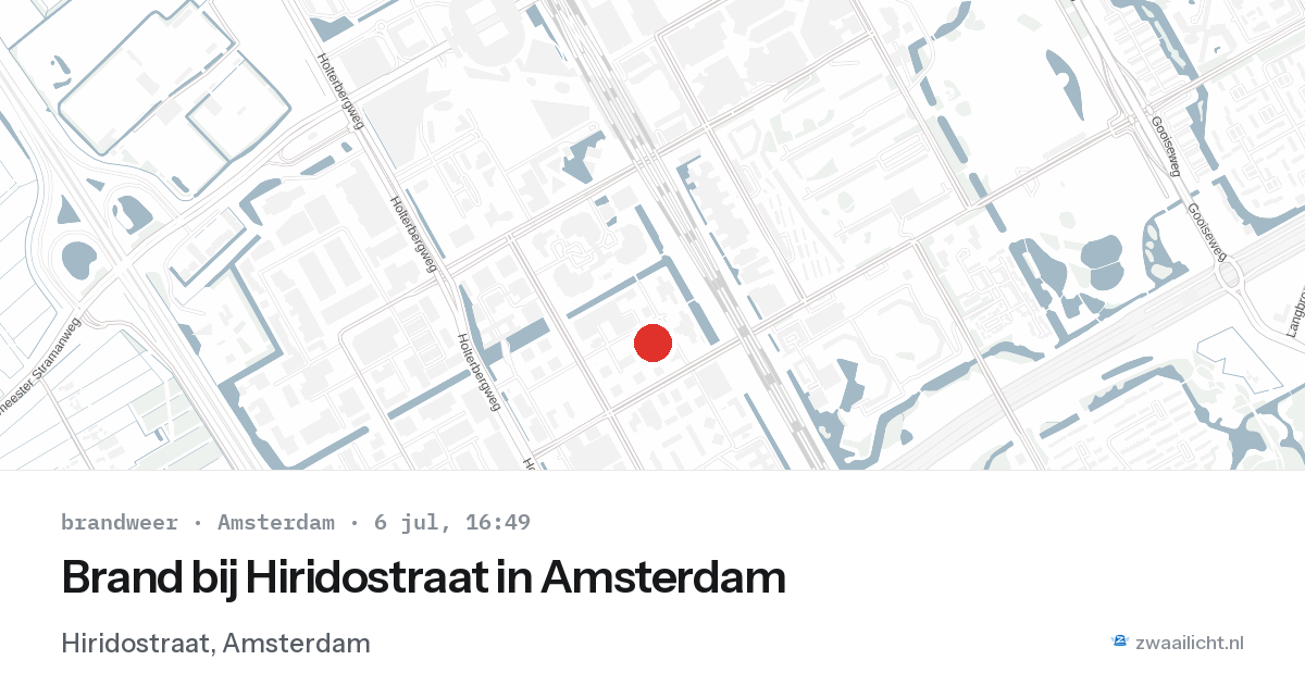 Brand bij Hiridostraat in Amsterdam — 6 jul 2026
