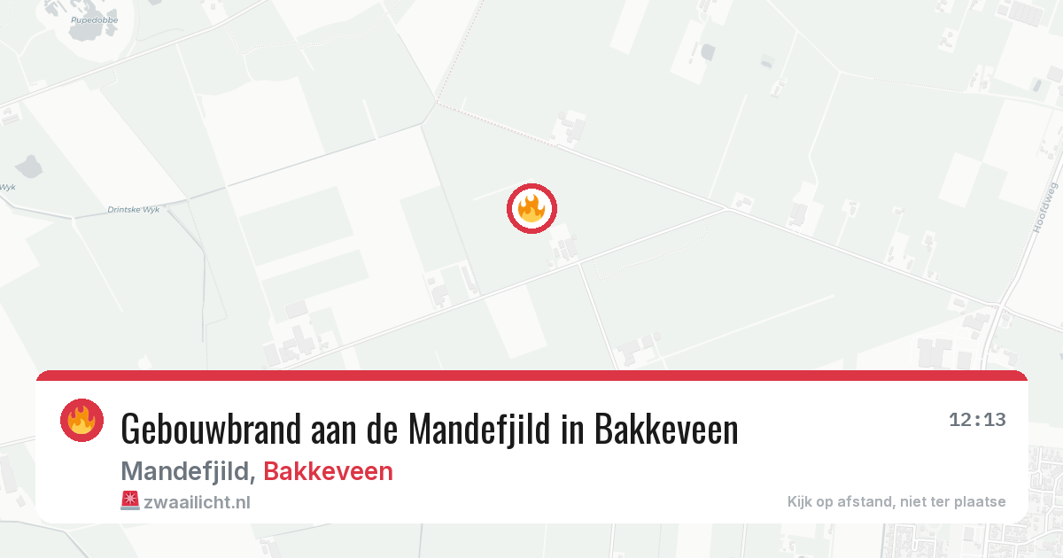 Gebouwbrand aan de Mandefjild in Bakkeveen — 4 mei 2026