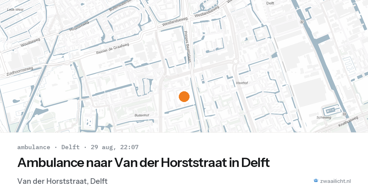 Ambulance naar Van der Horststraat in Delft — 29 aug 2026