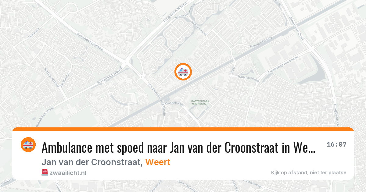 Ambulance met spoed naar Jan van der Croonstraat in Weert — 13 aug 2026