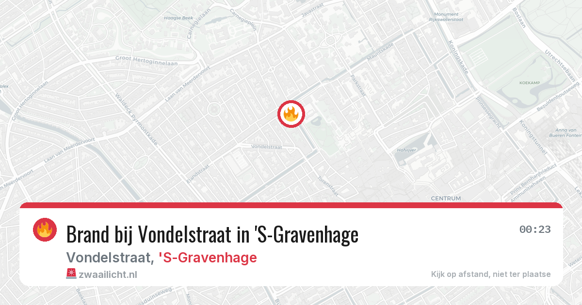 Brand bij Vondelstraat in 'S-Gravenhage — 20 apr 2026