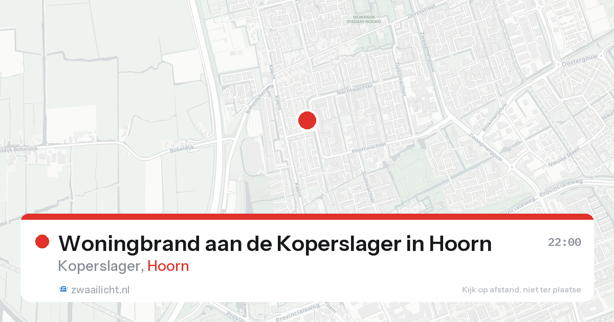 Woningbrand aan de Koperslager in Hoorn — 20 aug 2026