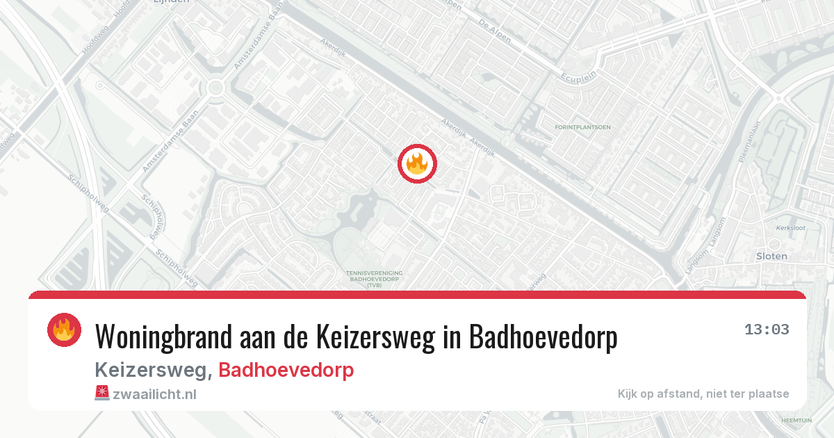 Woningbrand aan de Keizersweg in Badhoevedorp — 1 aug 2026