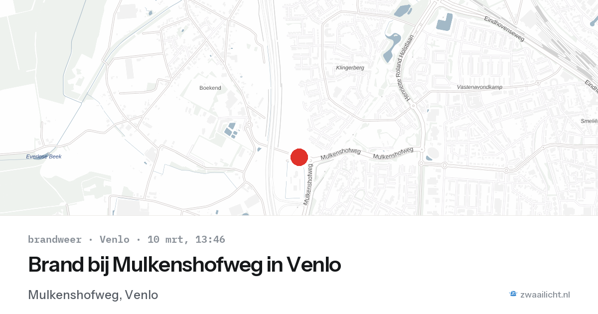 Brand bij Mulkenshofweg in Venlo — 10 mrt 2026