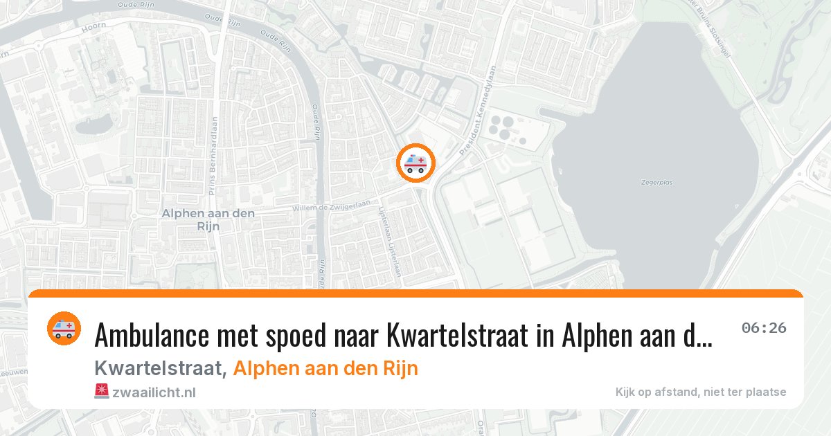 Ambulance met spoed naar Kwartelstraat in Alphen aan den Rijn — 6 jul 2026