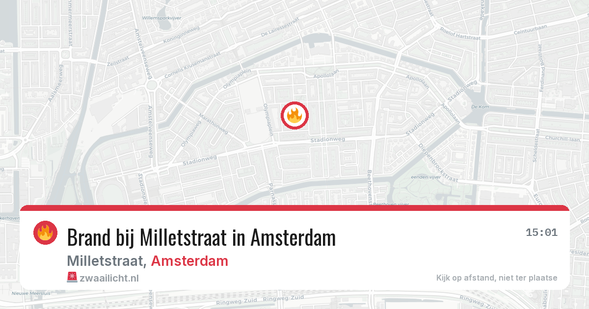 Brand bij Milletstraat in Amsterdam — 7 jun 2026
