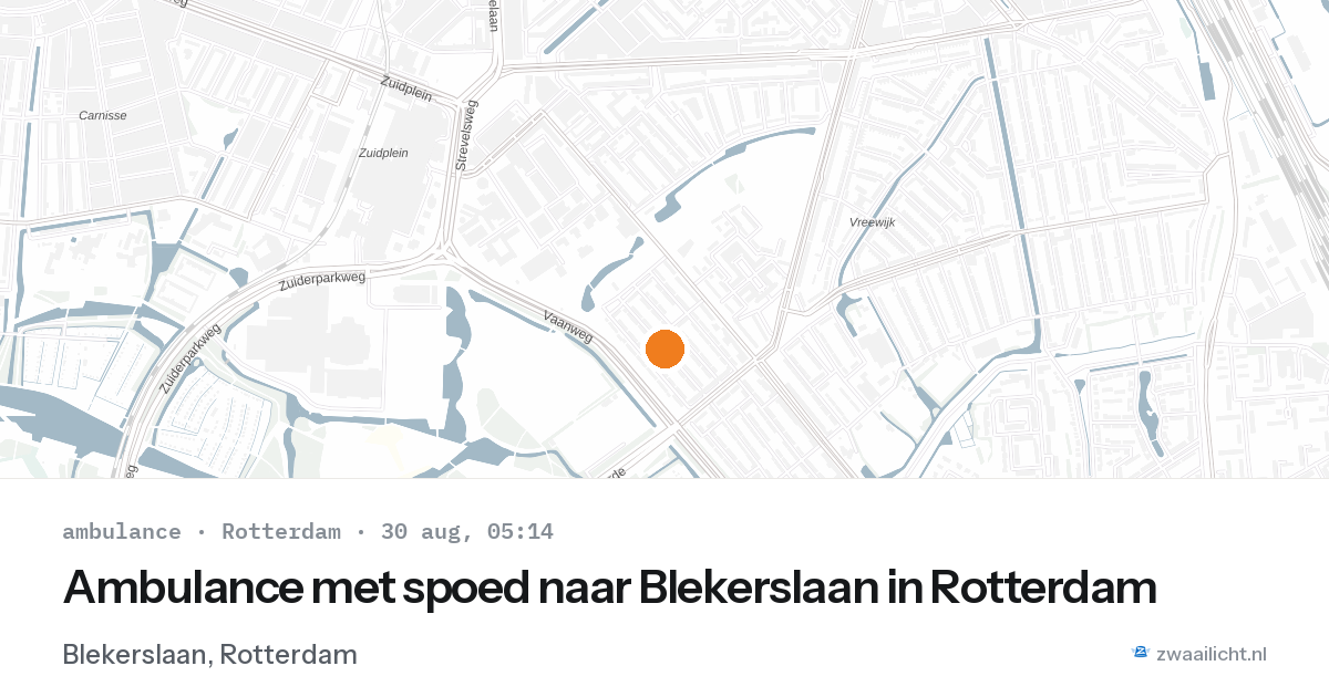 Ambulance met spoed naar Blekerslaan in Rotterdam — 30 aug 2026