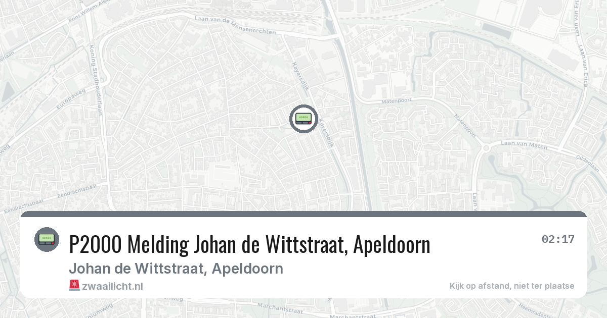P2000 Melding Johan de Wittstraat, Apeldoorn — 6 jul 2026