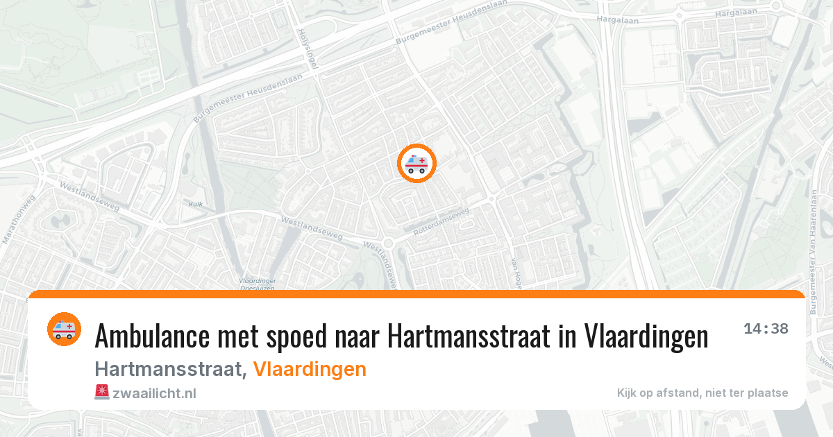 Ambulance met spoed naar Hartmansstraat in Vlaardingen — 16 jul 2026