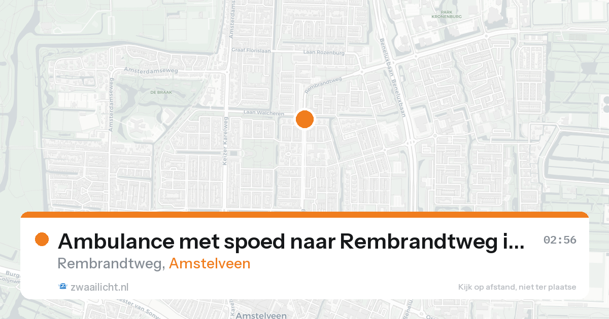 Ambulance met spoed naar Rembrandtweg in Amstelveen — 21 aug 2026