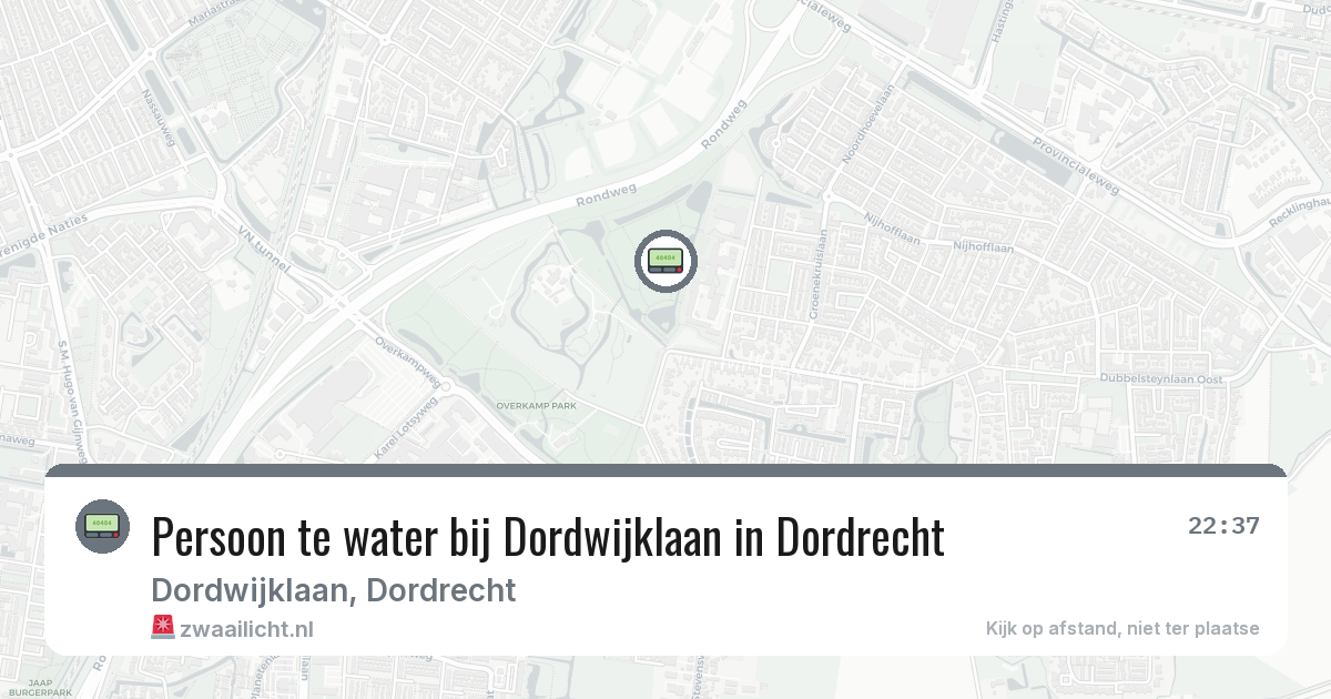 Persoon te water bij Dordwijklaan in Dordrecht — 20 feb 2026