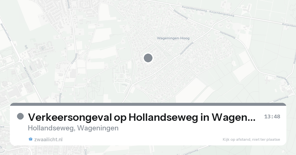 Verkeersongeval op Hollandseweg in Wageningen — 15 aug 2026
