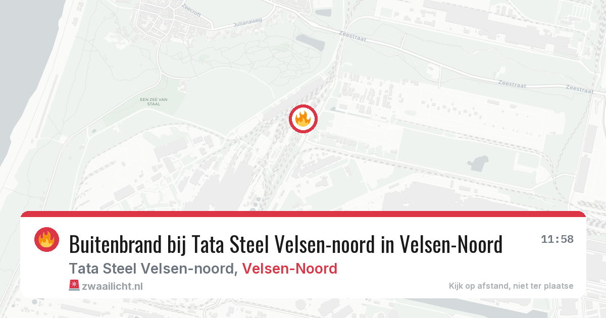 Buitenbrand bij Tata Steel Velsen-noord in Velsen-Noord — 30 jul 2026