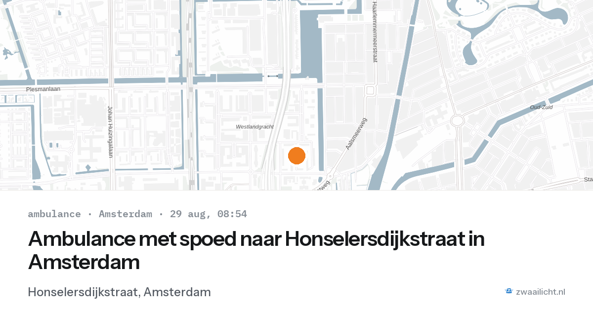 Ambulance met spoed naar Honselersdijkstraat in Amsterdam — 29 aug 2026
