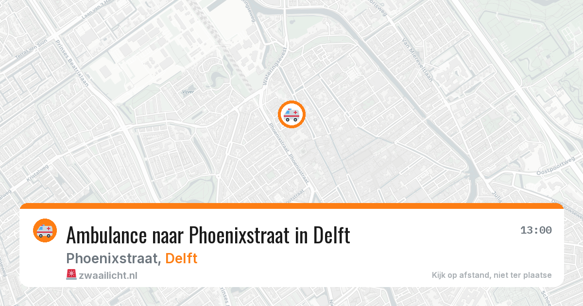 Ambulance naar Phoenixstraat in Delft — 13 aug 2026