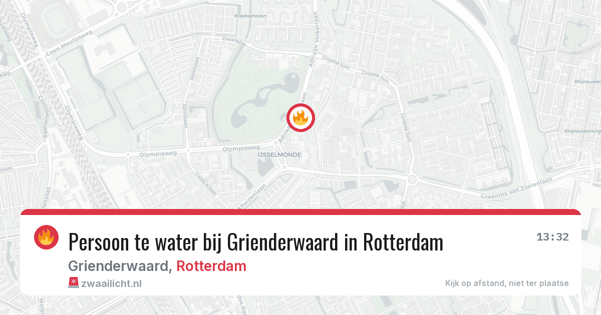 Persoon te water bij Grienderwaard in Rotterdam — 29 jun 2026